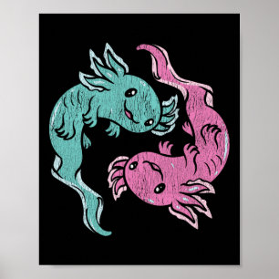 Yin Yang Axolotl - Süßer Mexikanischer Salamander Poster