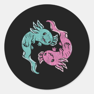 Yin Yang Axolotl - Süßer Mexikanischer Salamander Runder Aufkleber