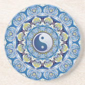 Yin Yang Balance Life Blue Yellow Mandala Getränkeuntersetzer (Vorne)