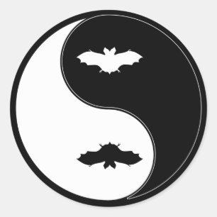 Yin Yang Bat Runder Aufkleber