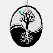 Yin Yang Baum des Leben-Schwarzen u. des Weiß Keramik Ornament (Rechts)