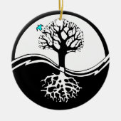 Yin Yang Baum des Leben-Schwarzen u. des Weiß Keramik Ornament (Vorne)