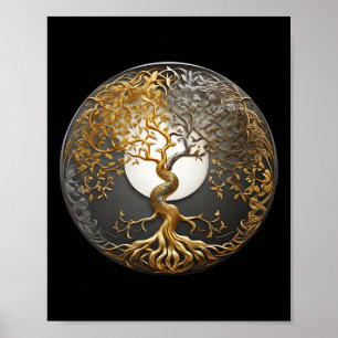 Yin Yang Baum des Lebens Buddhistisches Taoistisch Poster