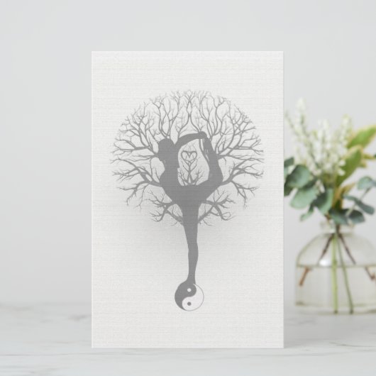 Yin Yang, Baum des Lebens, Frauen, Yoga Briefpapier (Stehend Vorderseite)