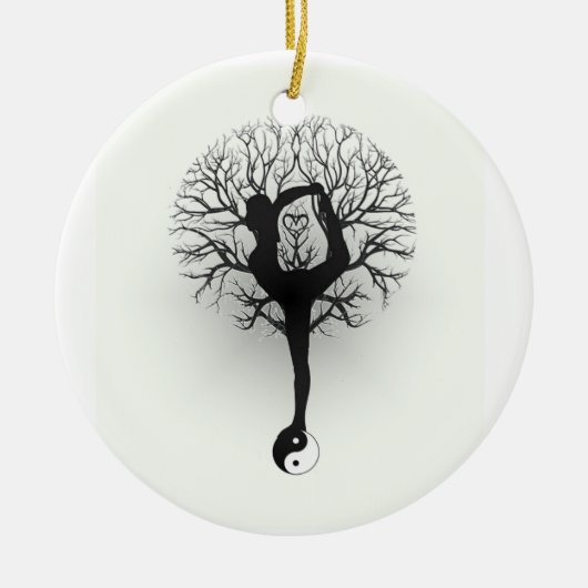 Yin Yang, Baum des Lebens, Frauen, Yoga Keramikornament (Vorne)