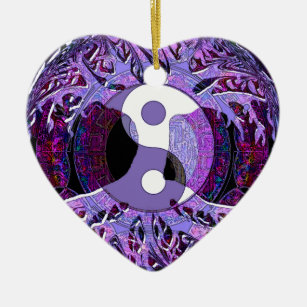Yin Yang Baum des Lebens lila Keramik Ornament