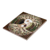 Yin Yang Baum des Lebens TAN Fliese (Seite)