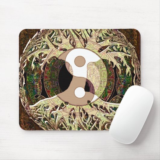Yin Yang Baum des Lebens TAN Mousepad (Mit Mouse)