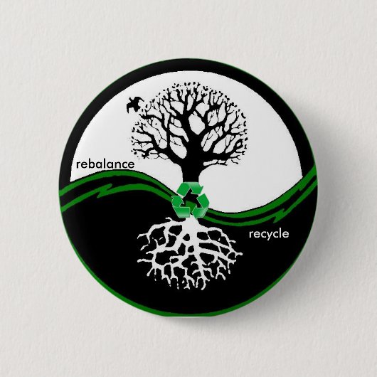 Yin Yang Baum justieren recyceln Knopf nach Button (Vorderseite)