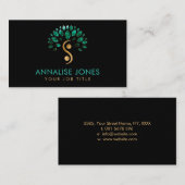 Yin Yang-Baum - Malachite-Blätter Visitenkarte (Vorne/Hinten)
