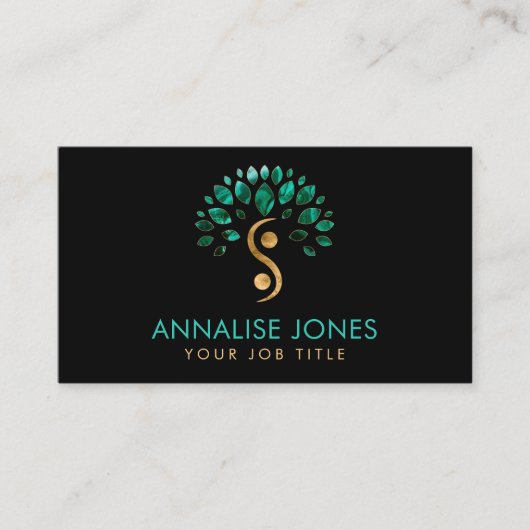 Yin Yang-Baum - Malachite-Blätter Visitenkarte (Vorderseite)