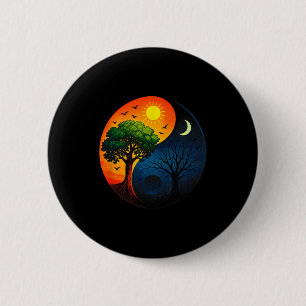 Yin Yang Baum - Meditation Yoga Buddhistisches Sym Button