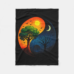 Yin Yang Baum - Meditation Yoga Buddhistisches Sym Fleecedecke