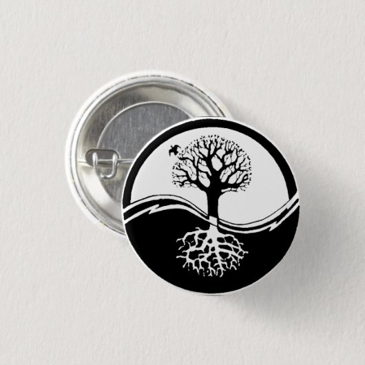Yin Yang Baum-runder Knopf Button (Vorne & Hinten)