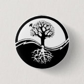 Yin Yang Baum-runder Knopf Button (Vorderseite)