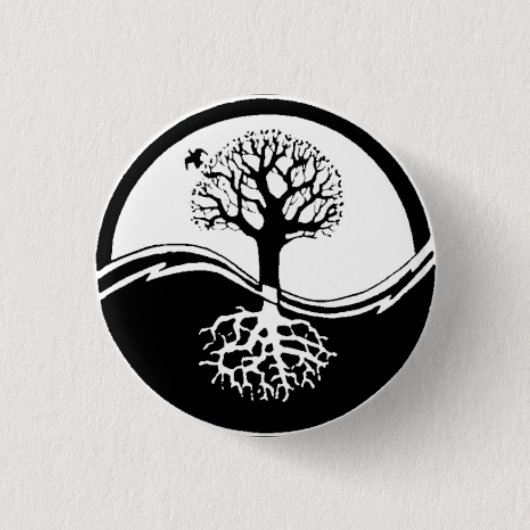 Yin Yang Baum-runder Knopf Button (Vorderseite)