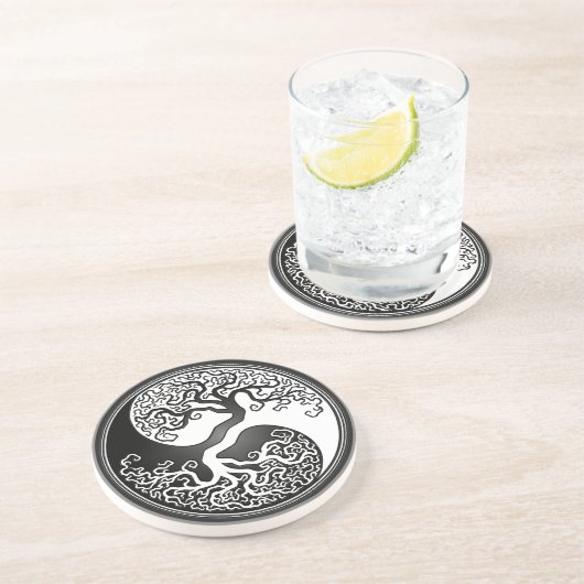 Yin Yang Baum Sandstein Untersetzer (Seite)