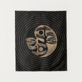 Yin Yang Baum-Schwarzes und Gold Wandteppich (Vorderseite)