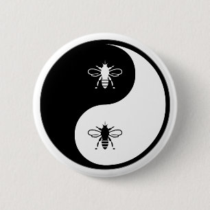 Yin Yang Biene Button