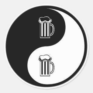 Yin Yang Bier Runder Aufkleber
