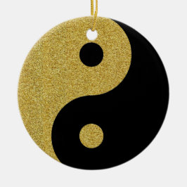 Yin Yang Black and Gold Ornament