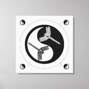Yin Yang Black and White Abbildung 8 Drachenfliege Leinwanddruck