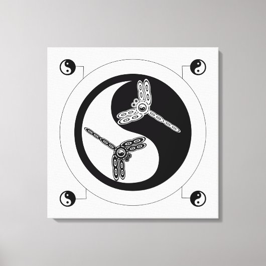 Yin Yang Black and White Abbildung 8 Drachenfliege Leinwanddruck (Vorderseite)