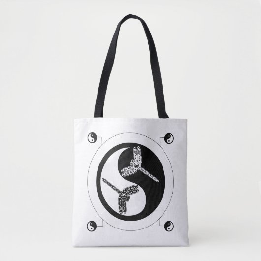 Yin Yang Black and White Abbildung 8 Drachenfliege Tasche (Vorderseite)
