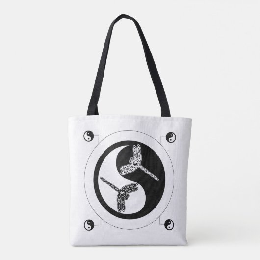 Yin Yang Black and White Abbildung 8 Drachenfliege Tasche (Rückseite)