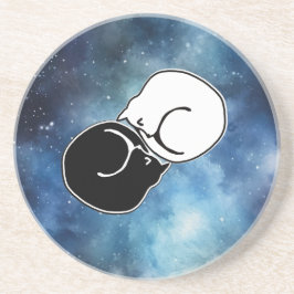 Yin Yang Black and White Cats Kätzchen aufgerollt Getränkeuntersetzer