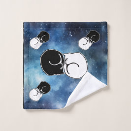 Yin Yang Black and White Cats Kätzchen aufgerollt Waschlappen