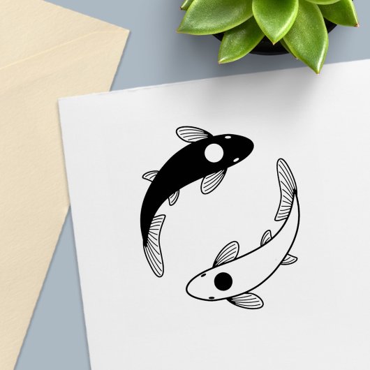 Yin Yang Black and White Fish Permastempel