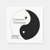 Yin Yang Black and White Hearts Design Wedding Serviette (Vorderseite)