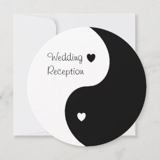 Yin Yang Black and White Hearts Hochzeitsempfang Einladung