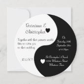 Yin Yang Black and White Hearts Wedding Einladung (Rückseite)
