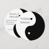 Yin Yang Black and White Hearts Wedding Einladung (Vorne/Hinten)