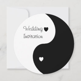 Yin Yang Black and White Hearts Wedding Einladung