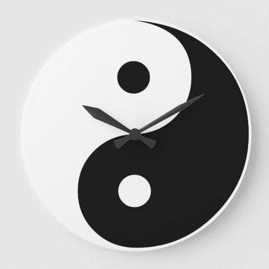 Yin Yang Black and White Illustration Template Große Wanduhr (Vorderseite)