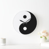 Yin Yang Black and White Illustration Template Große Wanduhr (Zuhause)