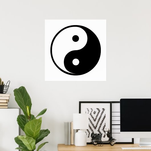 Yin Yang Black and White Illustration Template Poster (Heimbüro)