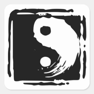 Yin Yang, Black and White Square Symbol, Quadratischer Aufkleber