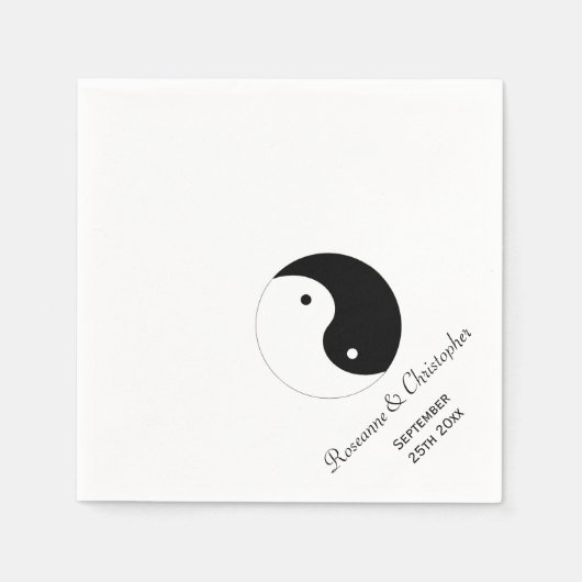 Yin Yang Black and White Wedding Serviette (Vorderseite)