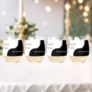 Yin Yang Black and White Wedding Weinglas Ohne Stiel