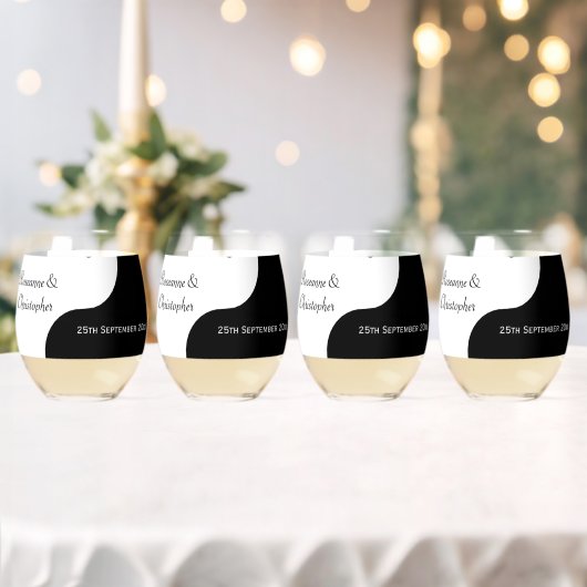 Yin Yang Black and White Wedding Weinglas Ohne Stiel (Insitu (Hochzeit))