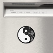 Yin Yang Black Floral Magnet (In Situ (Geschirrspüler))