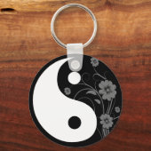 Yin Yang Black Floral Schlüsselanhänger (Vorderseite)