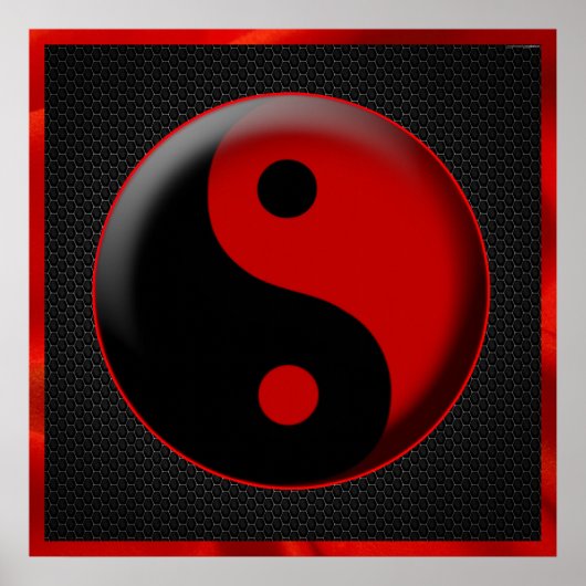 YIN YANG BLACK RED 3D POSTER (Vorne)