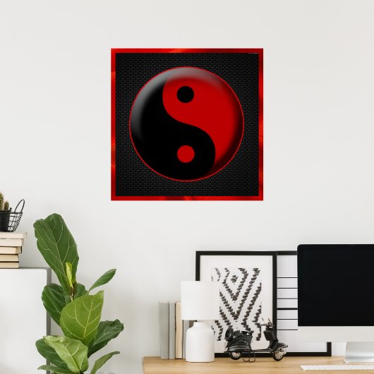 YIN YANG BLACK RED 3D POSTER (Heimbüro)