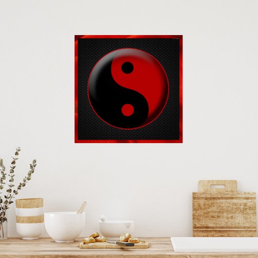 YIN YANG BLACK RED 3D POSTER (Küche)