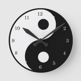 Yin Yang Black und White Symbol Clock Runde Wanduhr